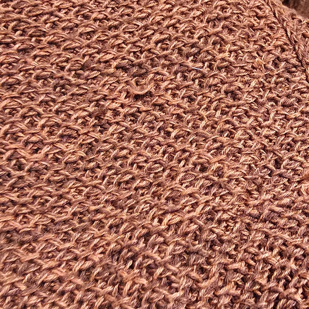 Able Organic Knit Brick Red Full Length Duster Open Cardigan Size Small - Picture 11 of 12